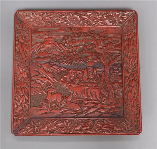 A Chinese lacquer tray, 18th century width 26cm